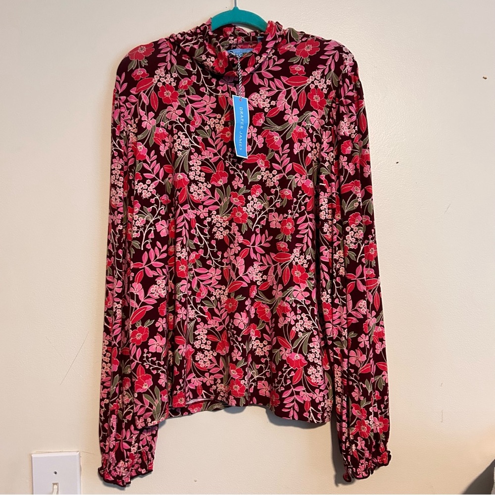 NWT Draper James Red and Pink Floral Blouse